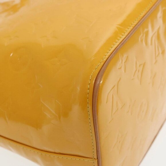 LOUIS VUITTON Monogram Vernis Houston Hand Bag Lime Yellow M91055 LV Auth 95398 - Picture 5 of 16